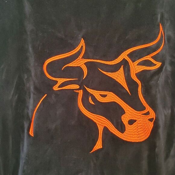Velvet Jacket Full Zip Bull Embroidery Black No Size Tag Or Brand Stylish Unique - Picture 9 of 13